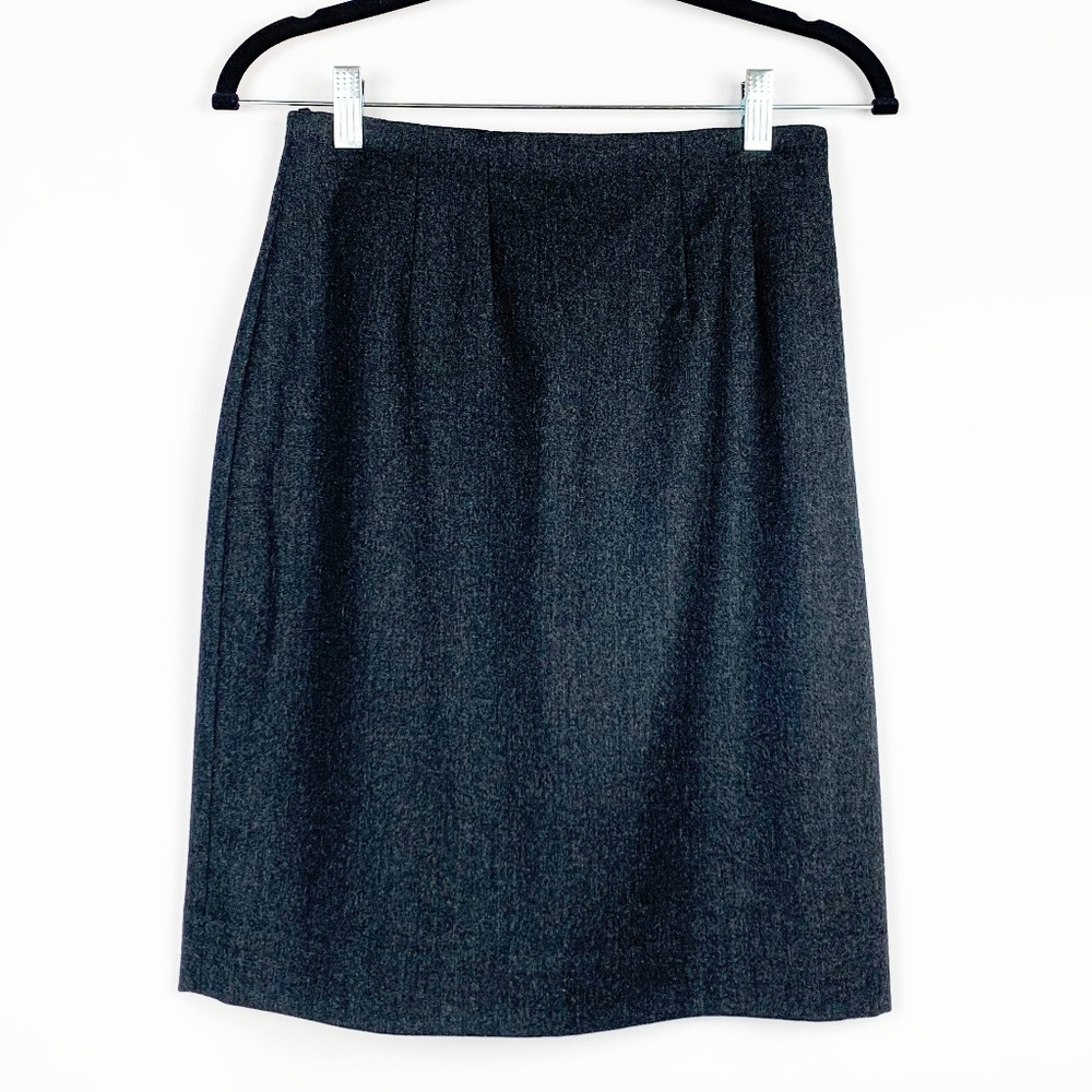 Land's End Dark Gray Wool Pencil Skirt Size 4 Classic Basic Staple Capsule
